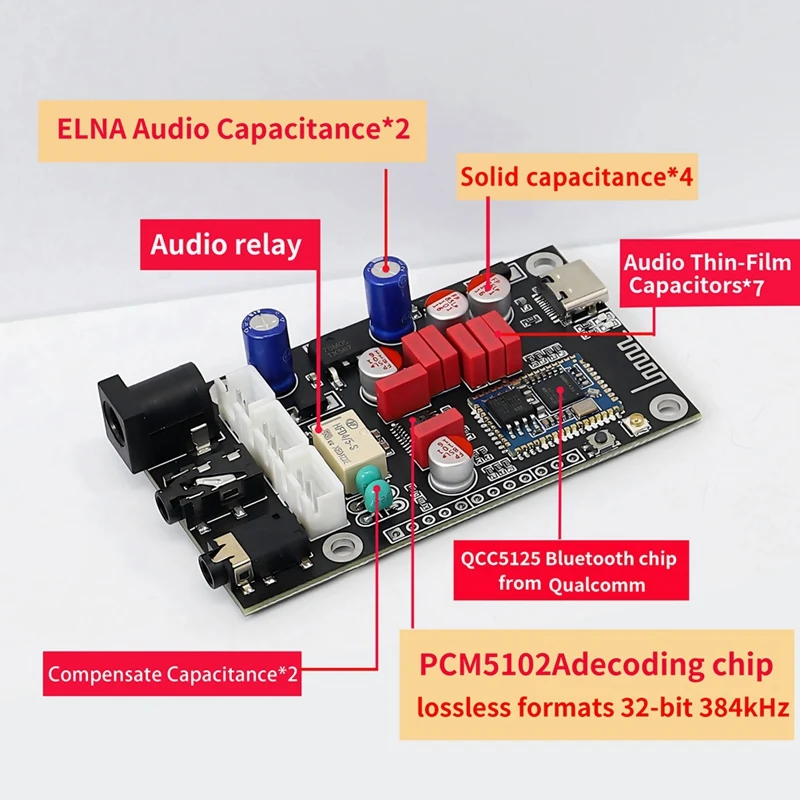 A76F-LA02 Qualcomm QCC5125 Enthusiast Grade Bluetooth 5.1 Lossless Decoding Board APTX LDAC Lossless HD Sound Quality