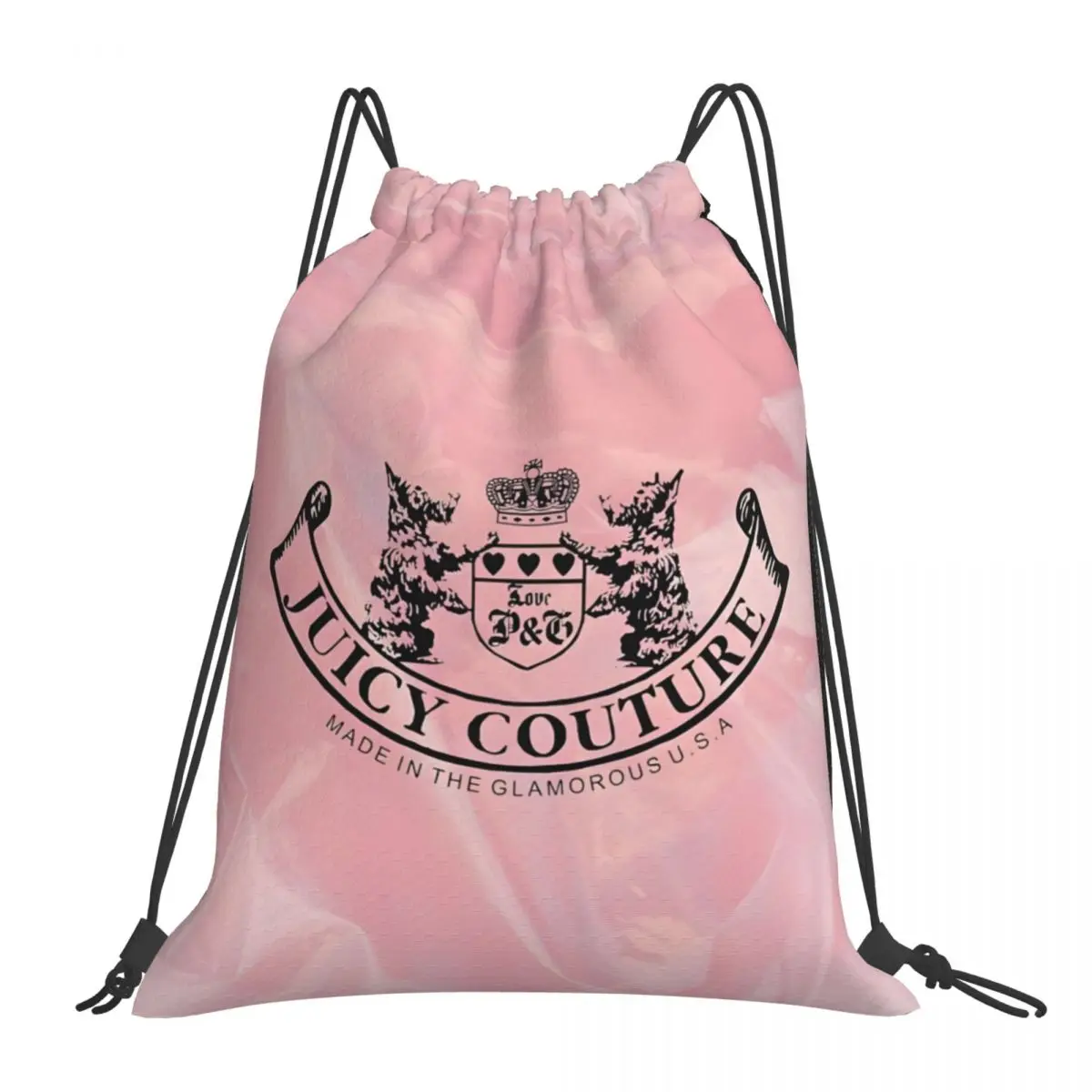 Juicy-Couture Portable Sports Bag Thicken Drawstring Belt Riding Backpack Gym Drawstring Shoes Bag Clothes Backpacks