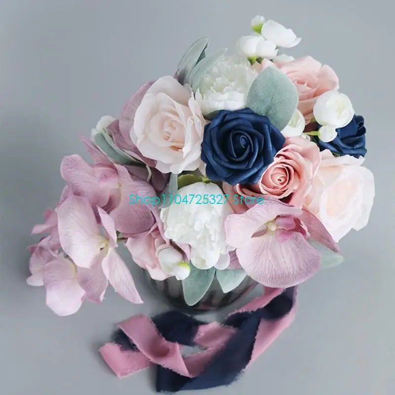 

D8KF искусственный винтажный букет цветов в стиле ретро, ​​шелковые цветы, орнамент, ручной для свадебного букета, реквизит для