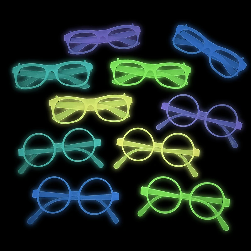 1/3/5pcs Glow in The Dark Glasses Frame KTV Bar Party Atmosphere Prop Absorb Solar Energy Glasses Frame Plastic Luminous Glasses