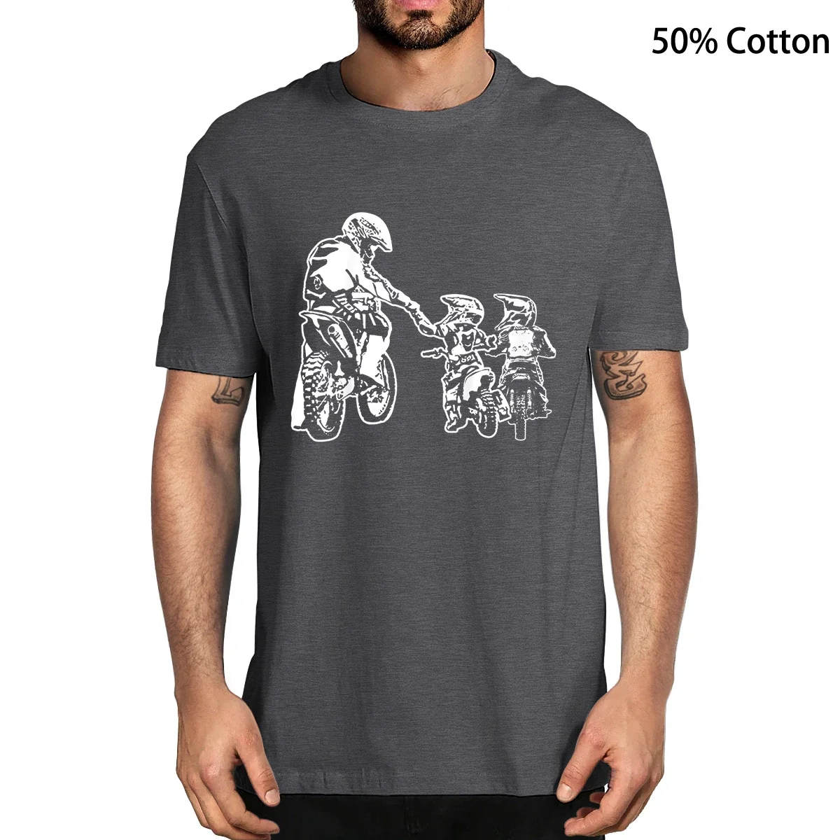 100% Cotton Cool Dad Bike Rider Motocross Father Son Biker Riding Gift Funny Men's T-Shirt Tee Casual Streetwear