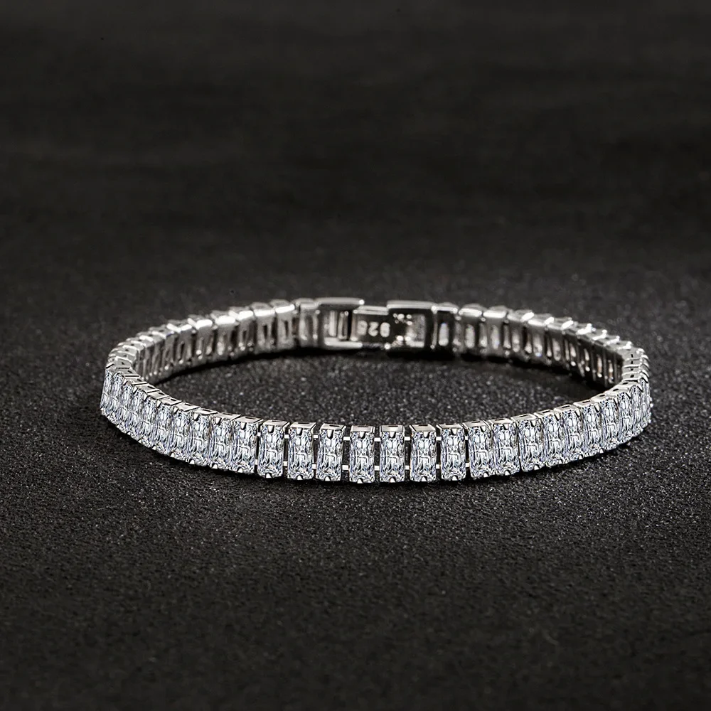 New 925 Sterling Silver Bracelet Elegant Zircon Crystal Fine Jewelry For Women Girl Engagement Wedding Glamour 18CM