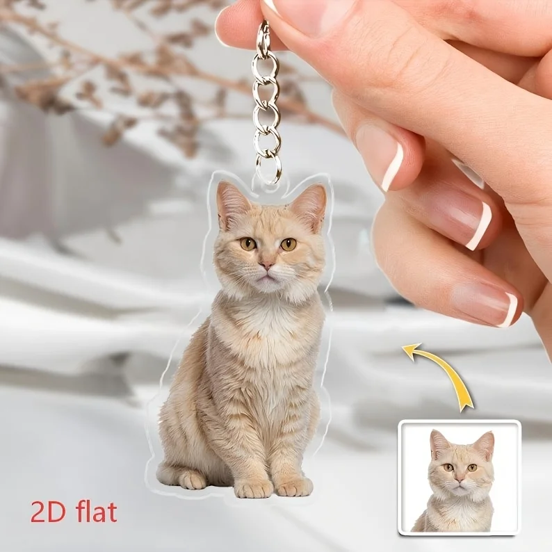 Personalized Custom Acrylic Key Chain Upload Portrait Pet Family Image DIY Custom Text Name Keyring Backpack Charms Creative Sou view 2