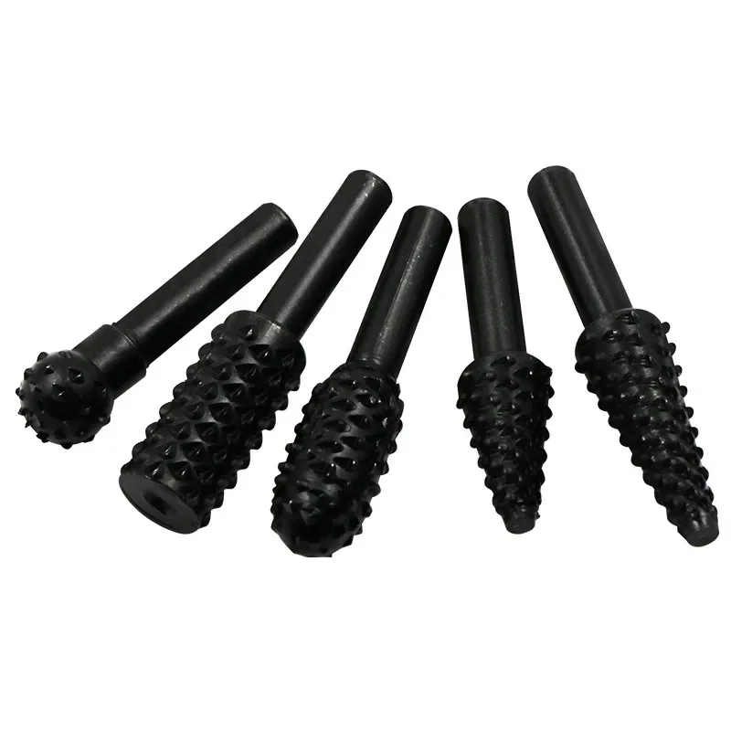 5Pcs Rotary Craft Files 6mm Shank Rotary Rasp Burrs Wood Bits Grinding Woodworking Hand Tool