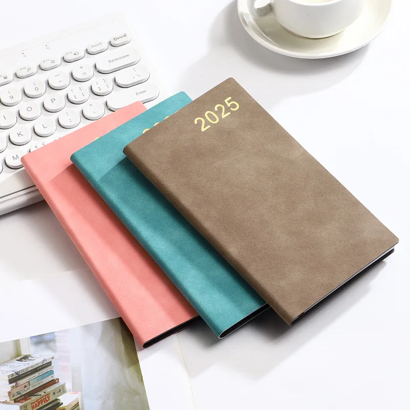 2025 Timeline A6 Planner Notebook Daily Planner Schedule Portable Pu Soft Cover Agenda Work Time Management Efficiency Notepads