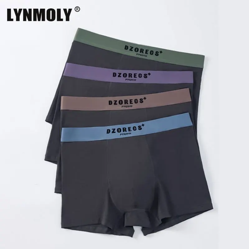 

1/2/3/4 шт., хлопковое мужское нижнее белье, мягкие брендовые модные повседневные интимные трусы-боксеры с принтом, спортивные дышащие боксеры больших размеров