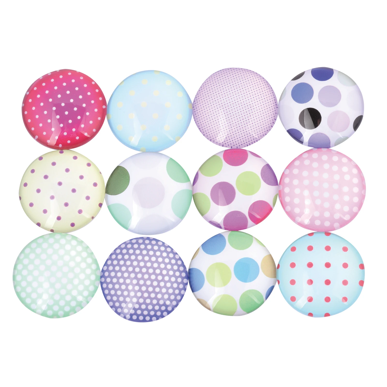 onwear 50pcs 12mm mix polka dot photo round dome glass cabochons diy earrings jewelry making findings