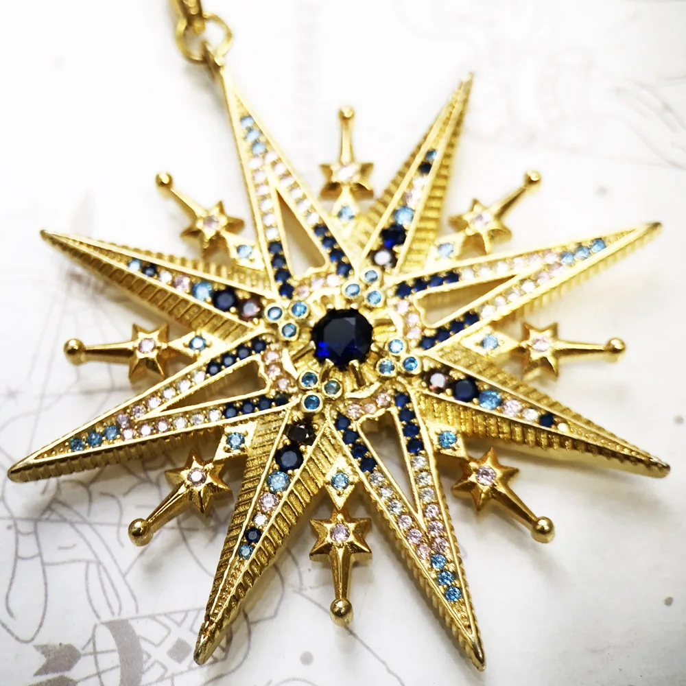 Pendants Royalty Star Golden,Spring Jewelry Vintage 925 Sterling Silver Accessorie Handcrafted Gift For Women Men