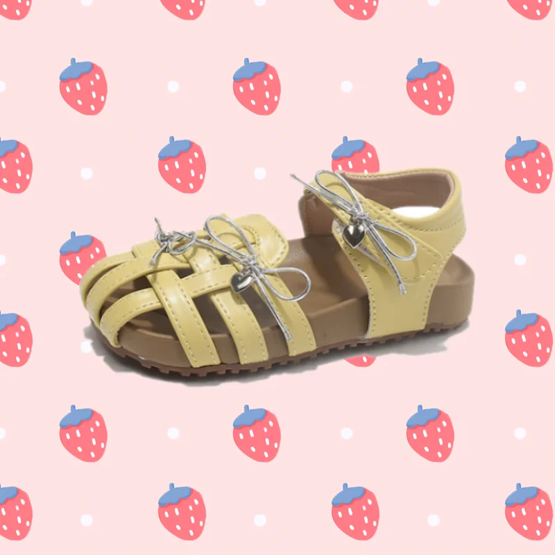 

Girls Bowknot Roman Sandals Summer Kids Closed Toe Shoes Soft Sole Toddler Beach Sandals Children Casual Outdoor Walking Shoes