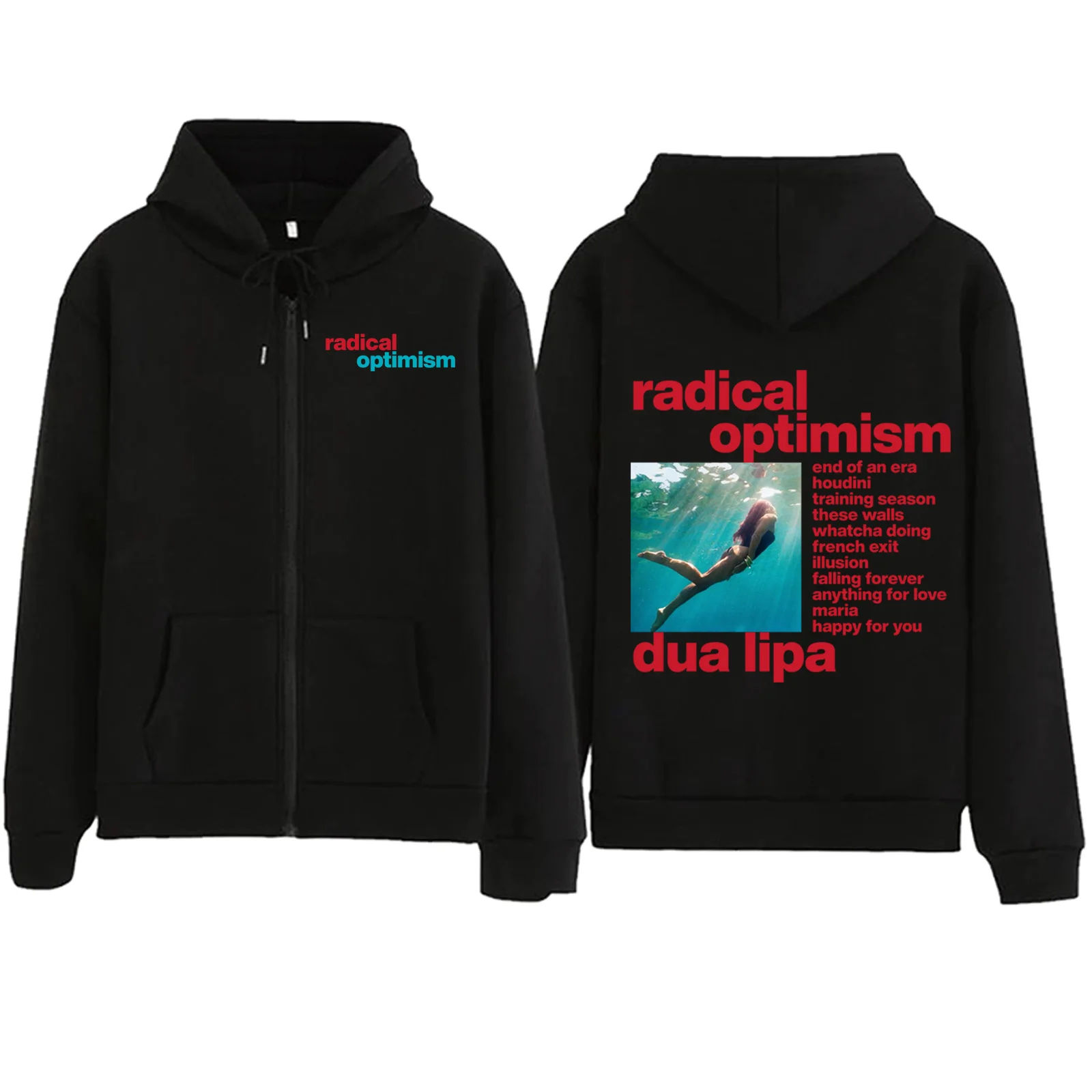 Dua  Radical Optimism 2024  Zipper Hoodie Lipa Harajuku Hip Hop Sweatshirt