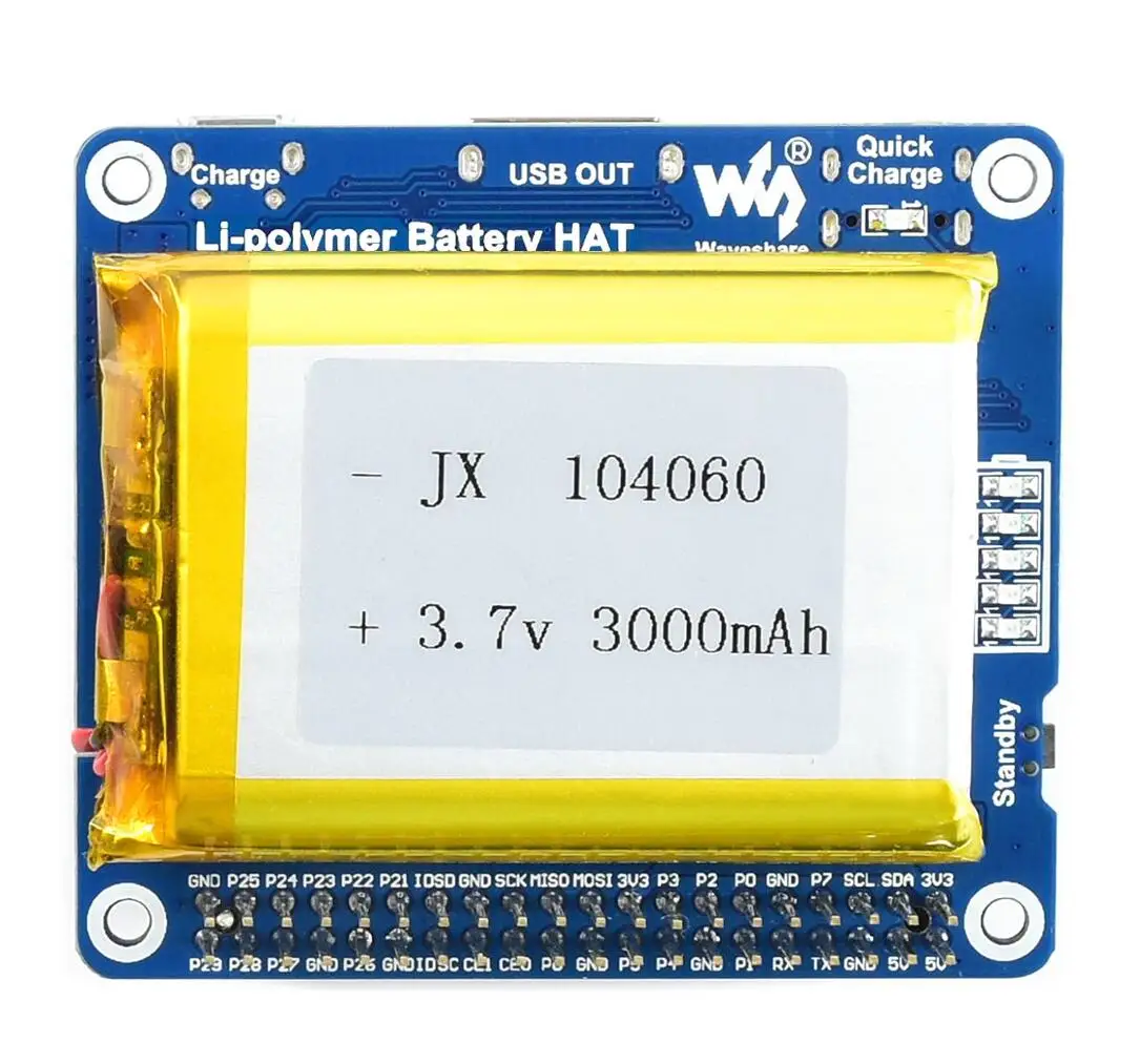 Waveshare 5V Output Quick Charge Li-polymer Battery HAT SW6106 Power Bank Solution For Raspberry Pi