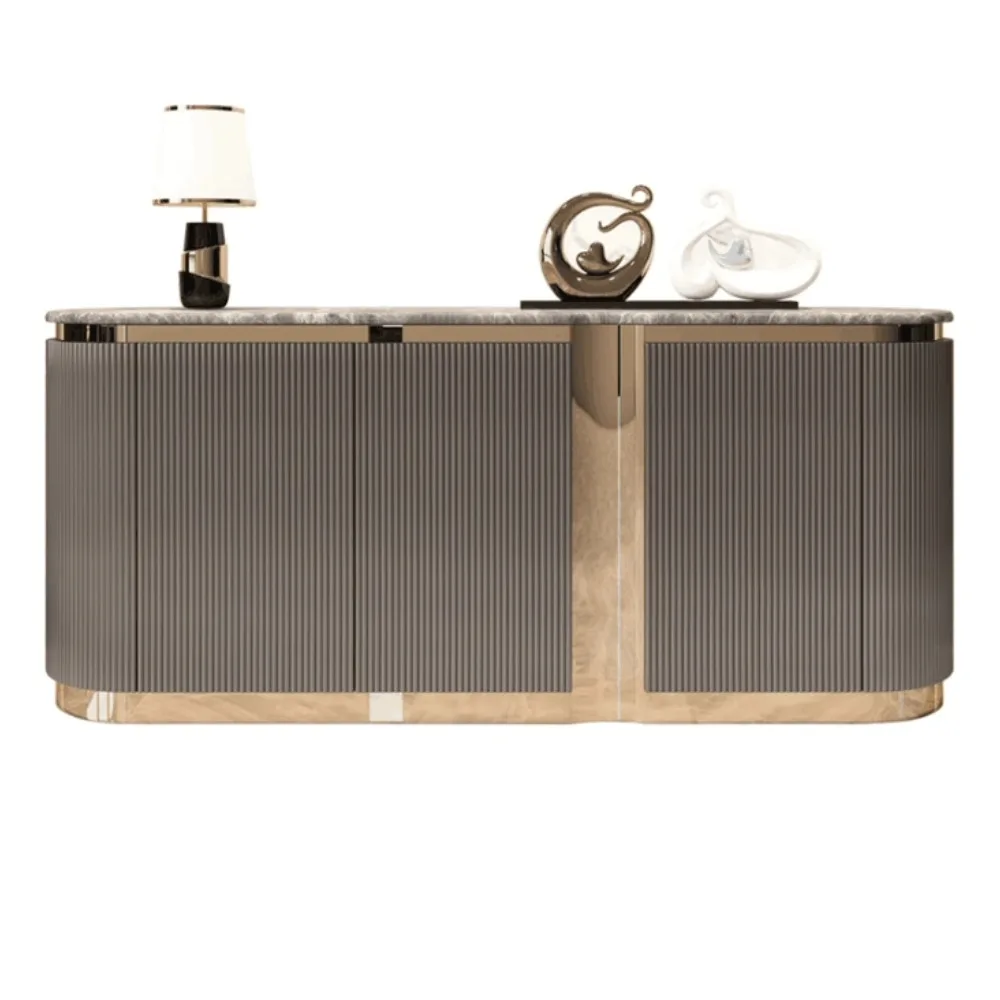 

Окрашенный входной шкаф из нержавеющей стали, обеденный боковой шкаф из каменной плиты, шкаф для столовой из цельного дерева у стены