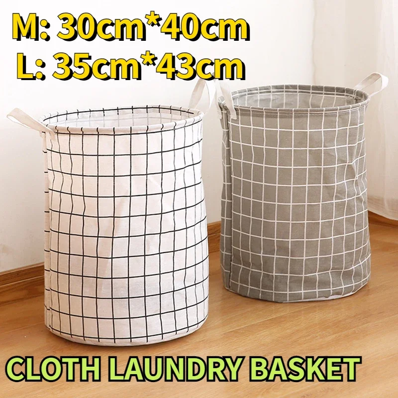 

Cloth Laundry Basket,Cylinder Checkered Large Collapsible Dirty Clothes Basket with Handles for Bedroom,Laundry,Closet,Bathroom