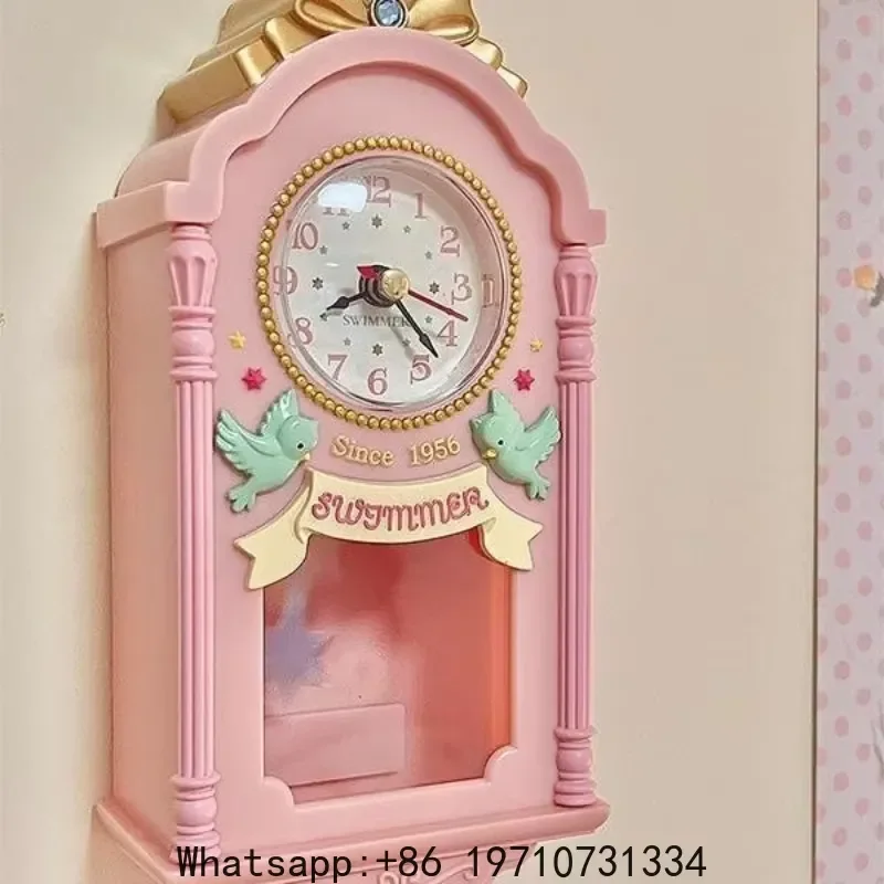 for Vintage Wall Clock Unique Creative Aesthetic Art Elegant Cartoon Watch Interior Home Bedroom Decoration Accessories