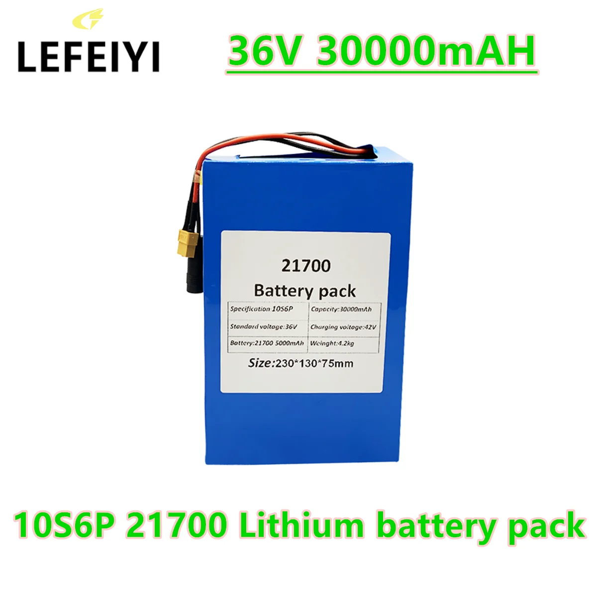 10S6P 21700 Lithium-Ion 36V 30AH Battery Pack, Suitable for Various Electronic Devices and Transportation Vehicles