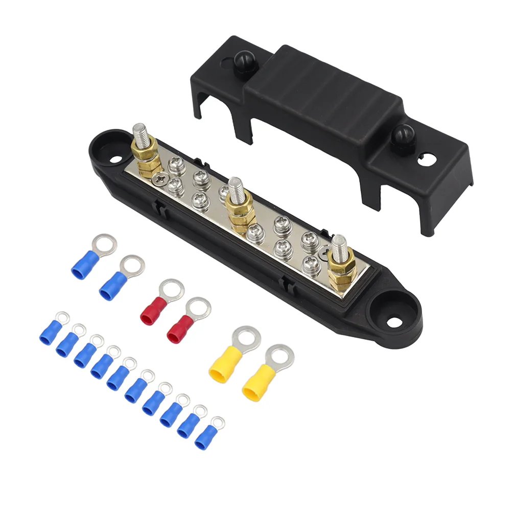

1 set Distribution Block Set Terminal Bus Bar ABS Brass Contact Plates Terminal Block for Car Boat Yacht
