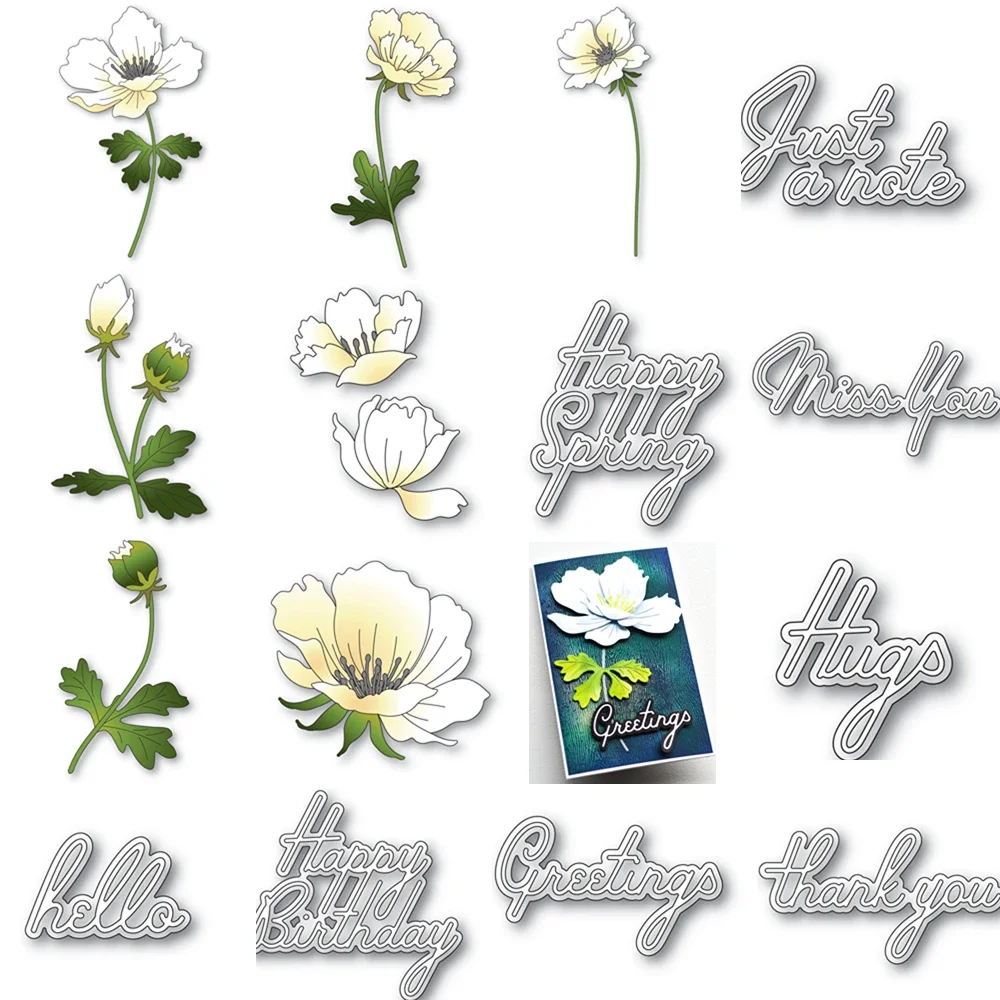 Anemone Blooms Cutting Dies New Arrival 2024 DIY Molds Scrapbooking Paper Making Crafts Template Handmade Decoration