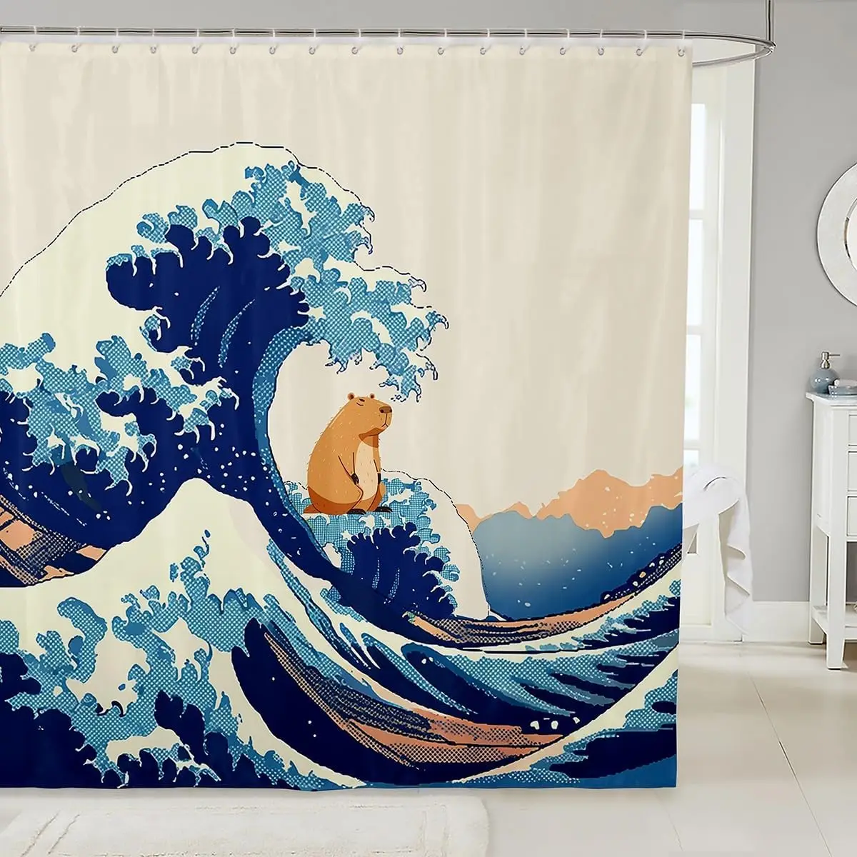 

Занавески для ванной комнаты с капибарой, детская занавеска для душа с изображением животных, занавеска для ванной в японском стиле для женщин, мужчин, мальчиков и девочек