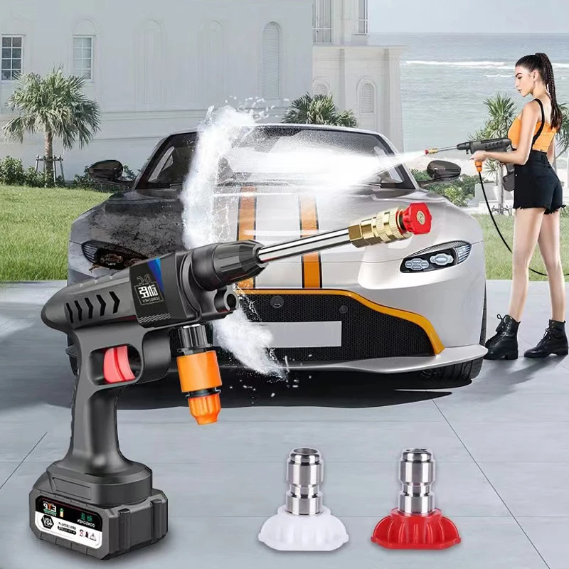 24VF 6000mAh Electric Cordless High Pressure Cleaner Washer Water Gun  Car Wash Pressure Water Cleaning Machine Wash Water Gun