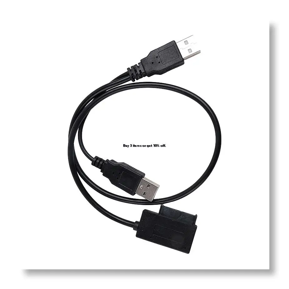 ●USB2.0 to 6+7 13Pin Slimline Slim SATA Cable with External USB 2.0 Power Supply for Laptop CD-ROM DVD-ROM ODD Adapter