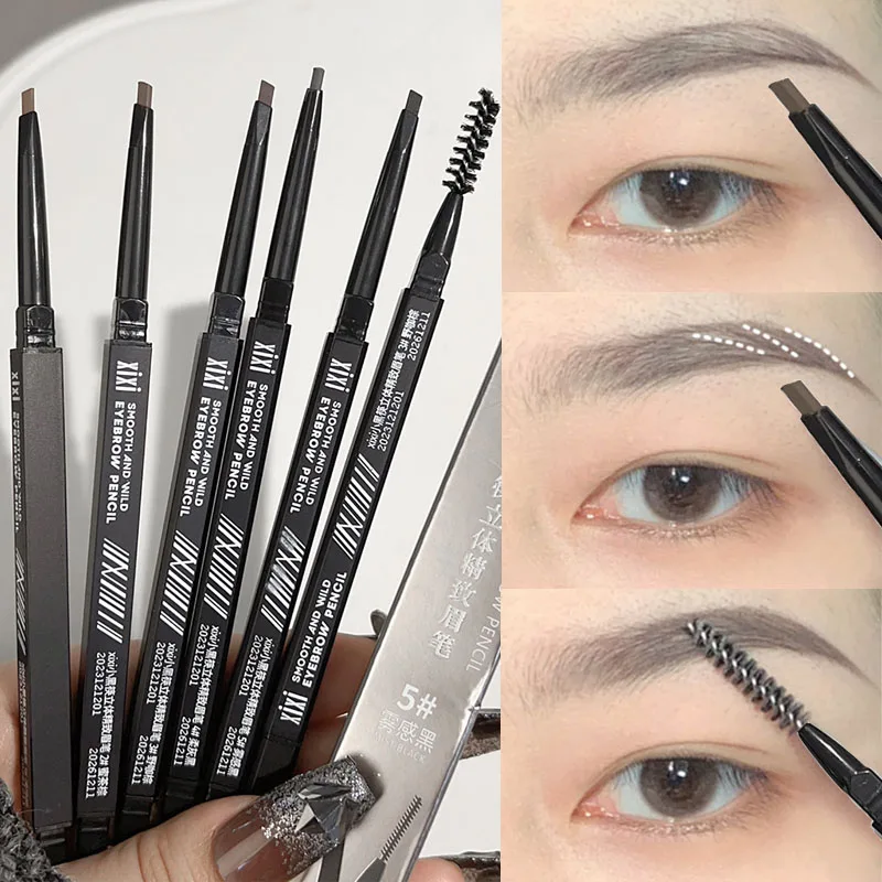 Crayon de contour des sourcils à double extrémité résistant à la transpiration, rehausseur de sourcils, imperméable, durable, noir, marron, cosmétiques de maquillage, 256