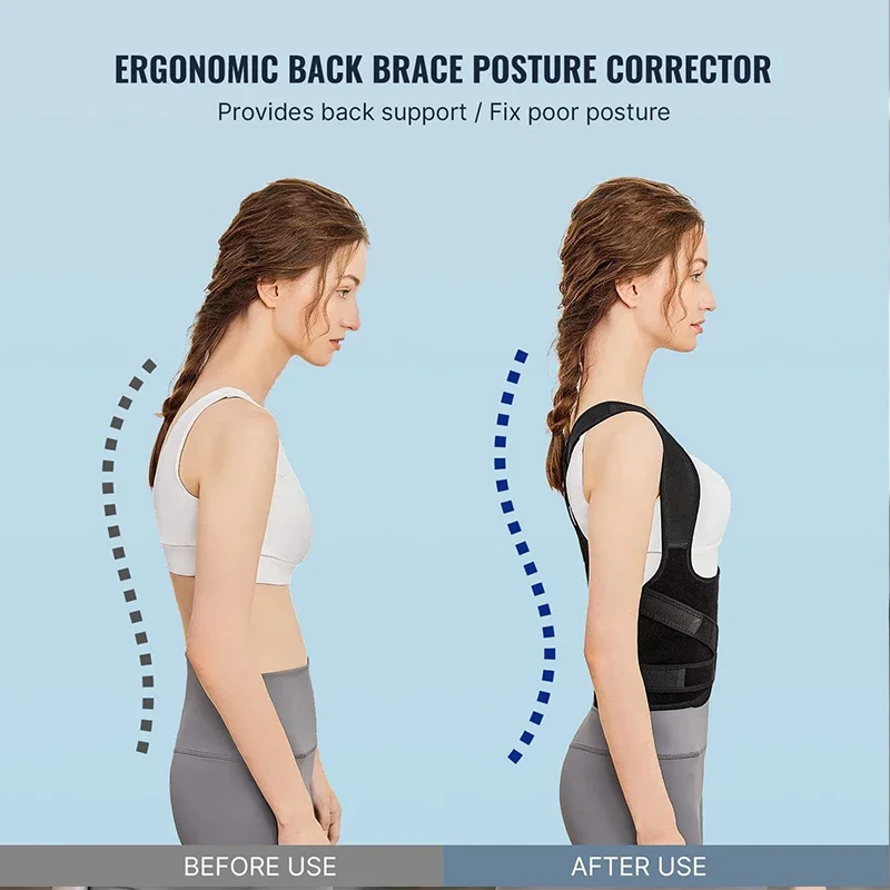 black Lumbar back posture correction band  adjustable Back posture corrector vestand belt for back support belt Relieve pain