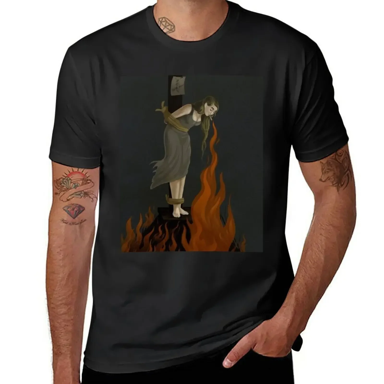 2024 funny summer New Salem Witch burning cigarette fire ca spells Wicca occult black magic occult T-Shirt men clothing new