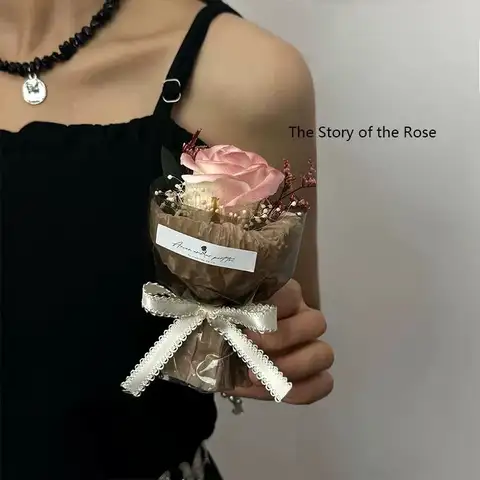 미니 포켓 회의 작은 꽃다발 장미 해바라기 영원한 꽃 시뮬레이션 꽃 선물 상자 생일 선물 장식