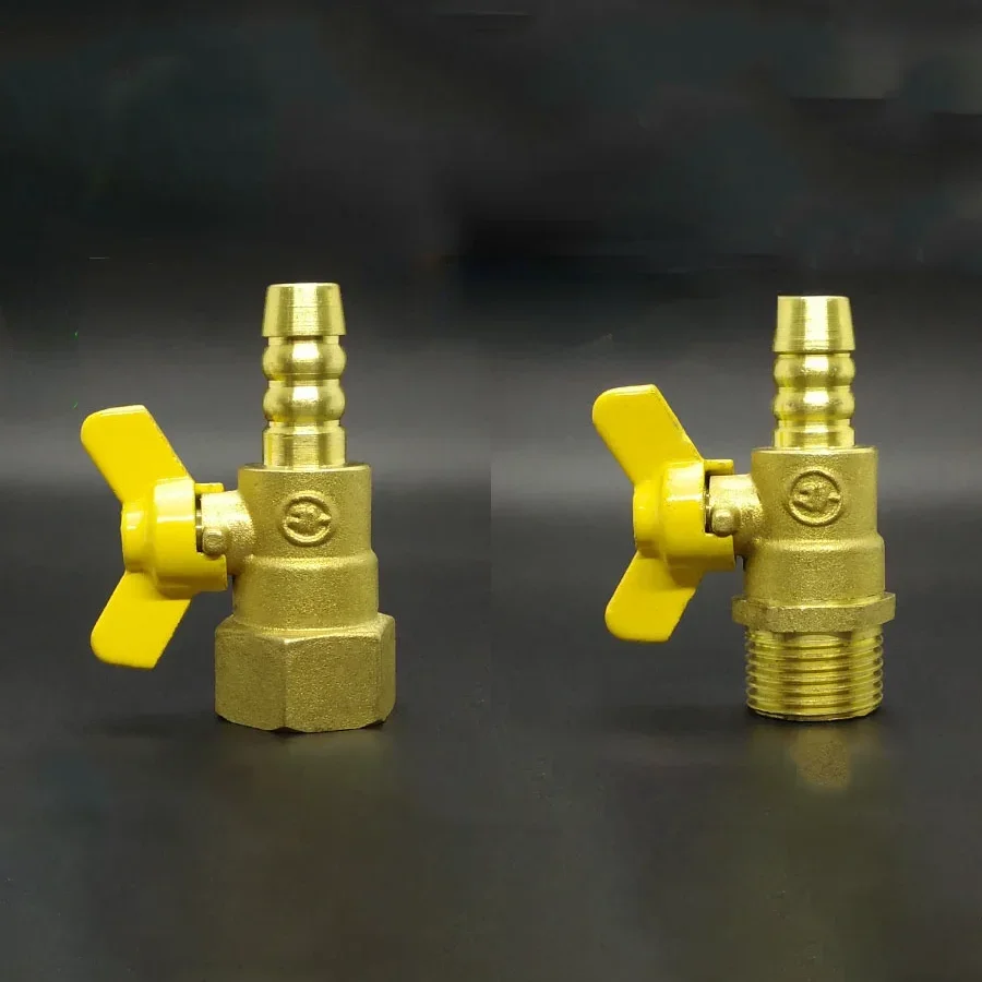 

1/4" 3/8" 1/2" BSP Male Female x 8mm 10mm 12mm Brass Shut off Ball Valve Fuel Gas Water With Yellow Butterfly Handle