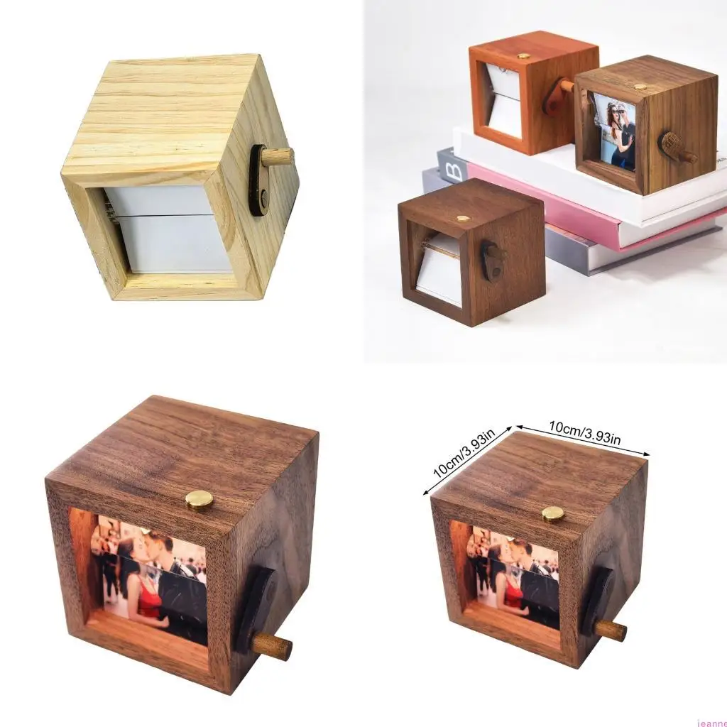 تخصيص فليب بوك عارض الصور 16 سعة الصورة دليل آلية كرنك خمر إطار الصورة الخشبية ألبوم صور هدية #2