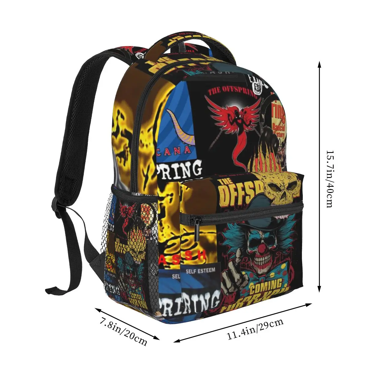 Punk Rock Band The Offspring Logo Print Student Backpack School Bag Hiking Daypack for Men Women Fashion Bookbag Shoulder Bags
