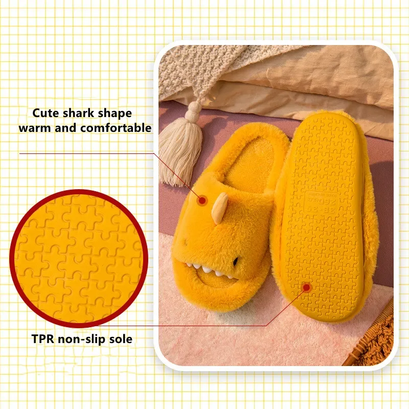 Shark Slippers Women Winter Cotton Slippers 2022 New Home Couples Fashion Shoes Warm Women Men Indoor Household Funny Slippers