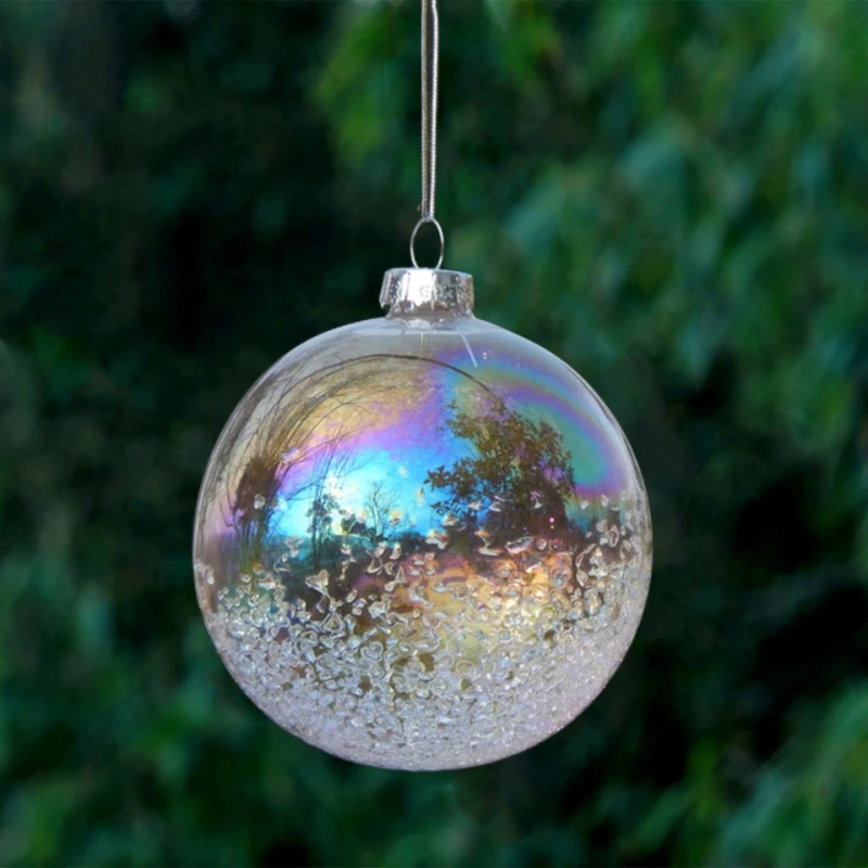 

Small Packing Diameter=6cm 8cm 10cm 12cm Pearl Lustre Half Chips Glass Globe Party Mall Prop Christmas Tree Decoration Pendant