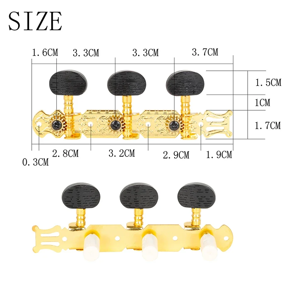 2 Pcs Classical Guitar String Tuning Pegs Gold Metal Open Machine Heads Tuners Guitar Stringed Instrument Parts & Accessories