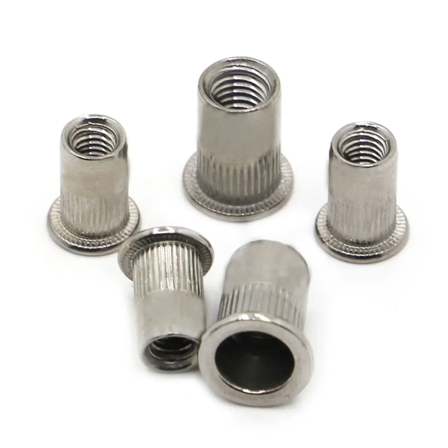 M3 M4 M5 M6 M8 M10 M12 304 Stainless Steel Rivnut Flat Head Threaded Nut Vertical Stripe Rivets Insert Nutsert Cap Rivet Nuts