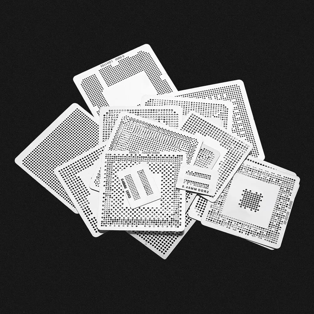 ZK20 130 stks BGA Universele Reballing Rework Netto stencils Stalen sjabloon Mesh Direct Warmte Set Kit