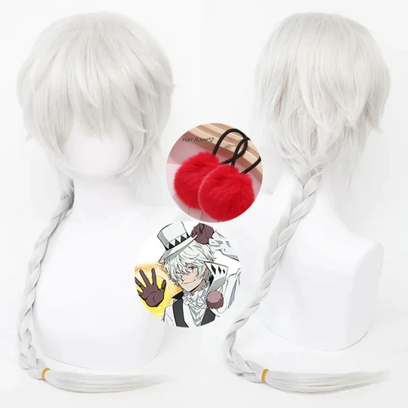 High Quality Nikolai Gogol Cosplay Wig Anime Bungo Stray Dogs Season 4 Long White Braid Heat Resistant Synthetic Wigs