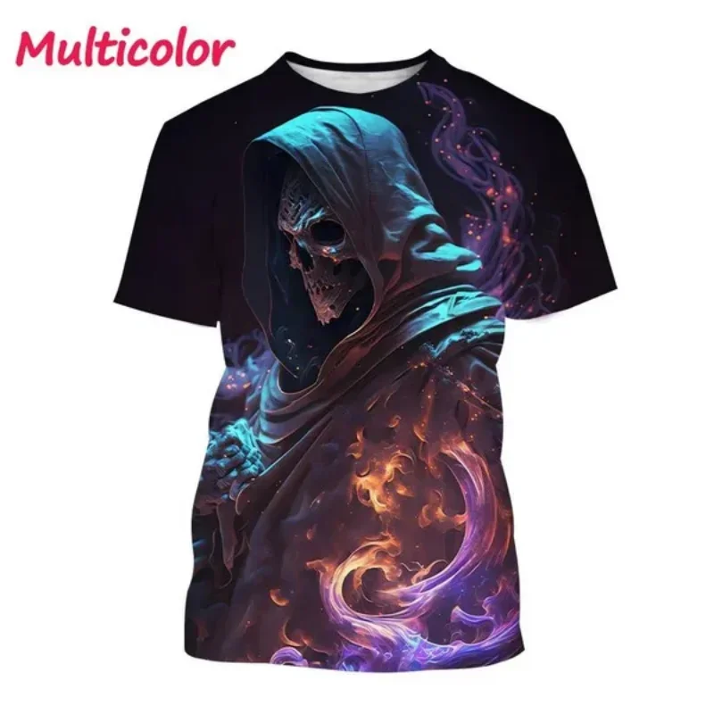 Ropa de moda para hombre, nueva camiseta con estampado 3D de esqueleto, camiseta personalizada de gran tamaño, camisetas Unisex de calle Harajuku de