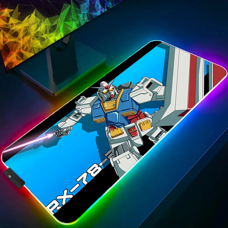 

LED Mouse Pad Mechanical Warrior RX-78-2 G-gundam Gamers Decoracion Game Desk Mat RGB Mousepad XXL Gaming Backlight Keyboard Mat