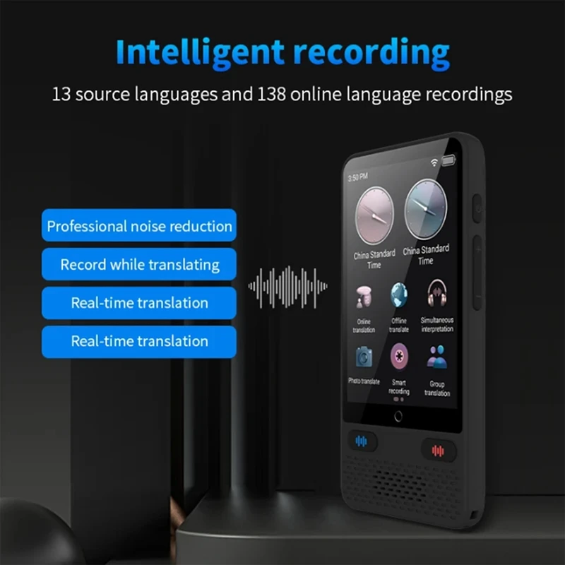 New AI Intelligent Translator 138 Languages Recording Translation Simultaneous Interpretation, Durable Fine Workmanship