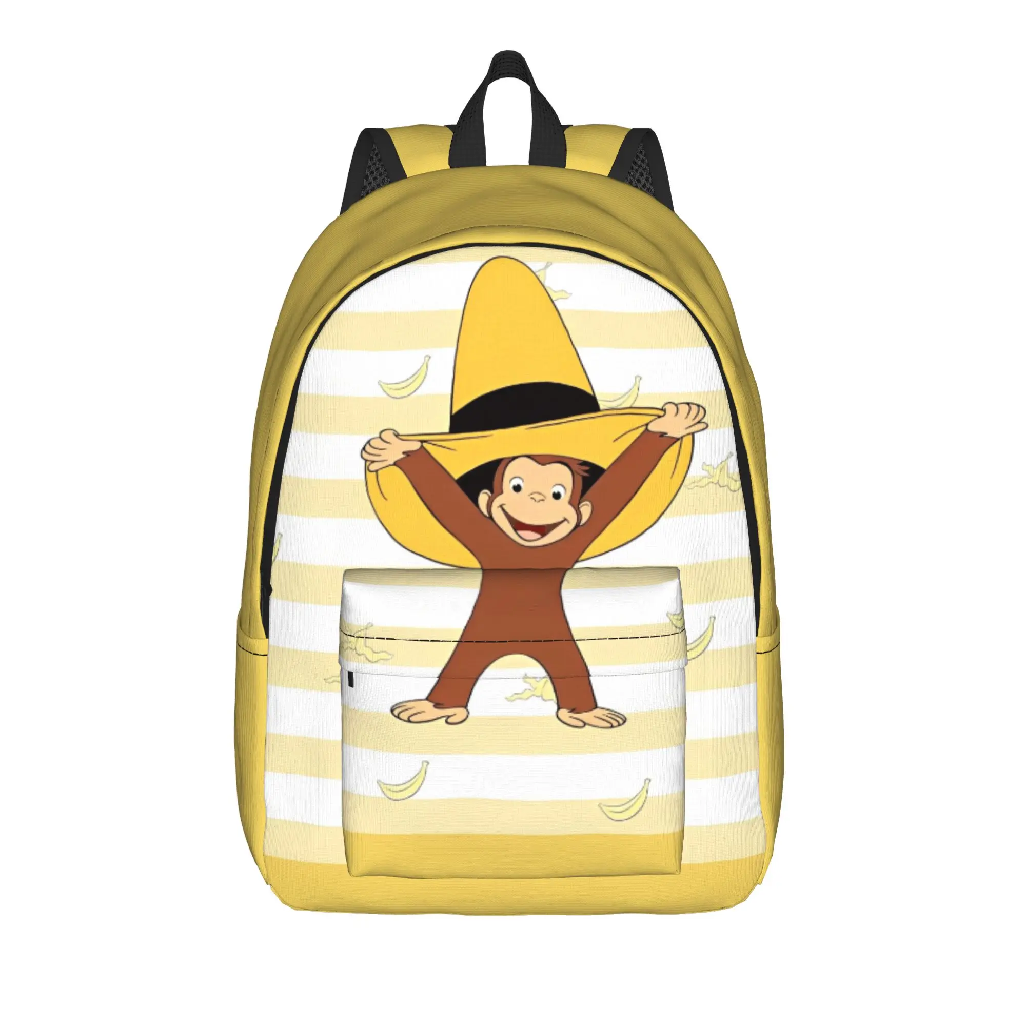 Curious George Monkey Banana Backpack for Men Women Teenage Student Work Daypack Cartoon Laptop Computer Shoulder Bag Durable