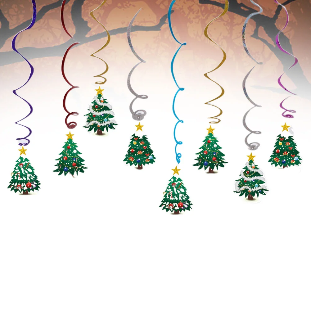 

Foil Christmas Decorations Party Whirl Ornaments Xmas Santa Hanging Whirls for Swirl Decorate Spiral