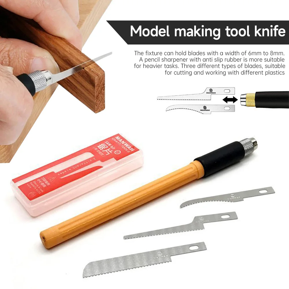 Mini Saw Multi Purpose Hand DIY Steel Saw Wood Saw Kit 3 Blades Woodworking Metalworking Model Hobby Tool