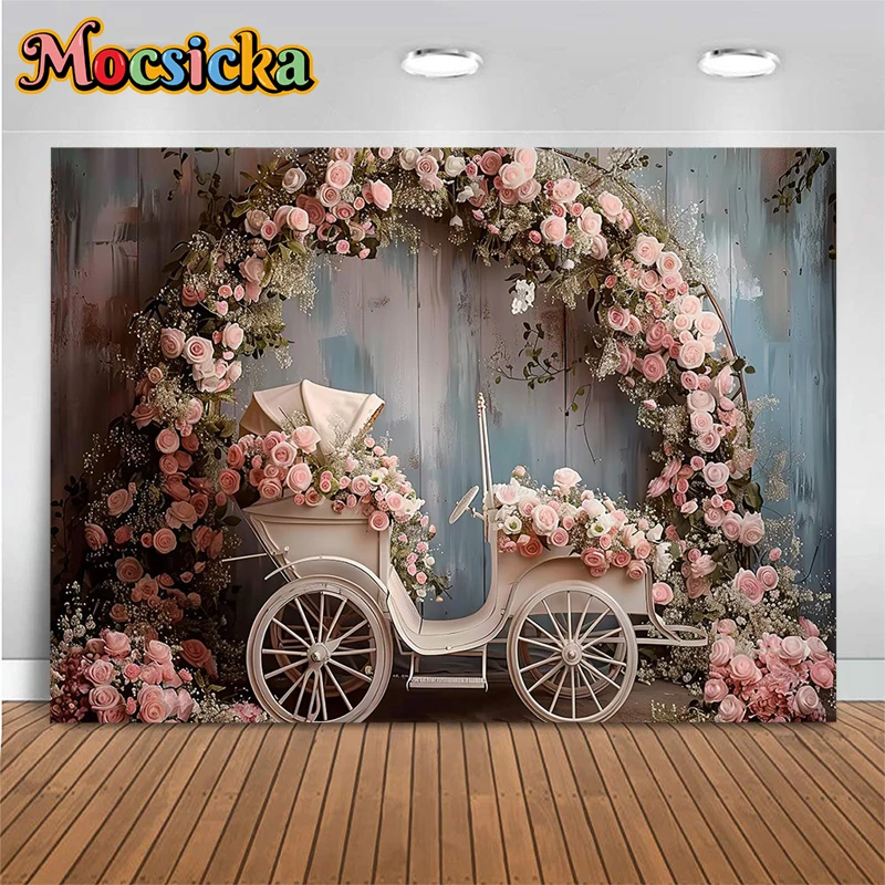

Mocsicka Spring Float Background Photography Ancient House Decors Wedding Backdrop Cloth Baby Child Adult Studio Props Photozone