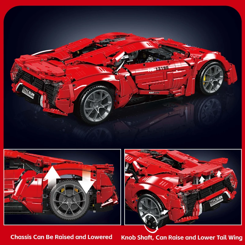 Mould King 13190 Technical Car Building Block Remote Control Lykan Hypersport Racing Car Model Assembly Brick Toys Kids Gift