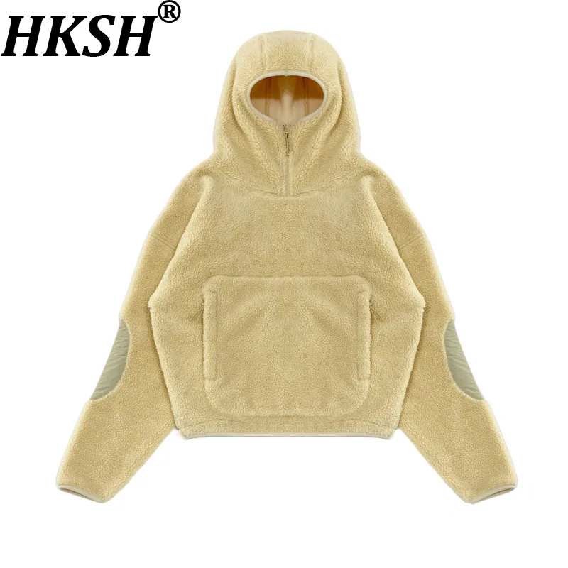 

HKSH Новая мужская утепленная флисовая толстовка с капюшоном и маской из овечьего флиса, теплая, модная, стильная, в стиле Ins Vibe, HK19427