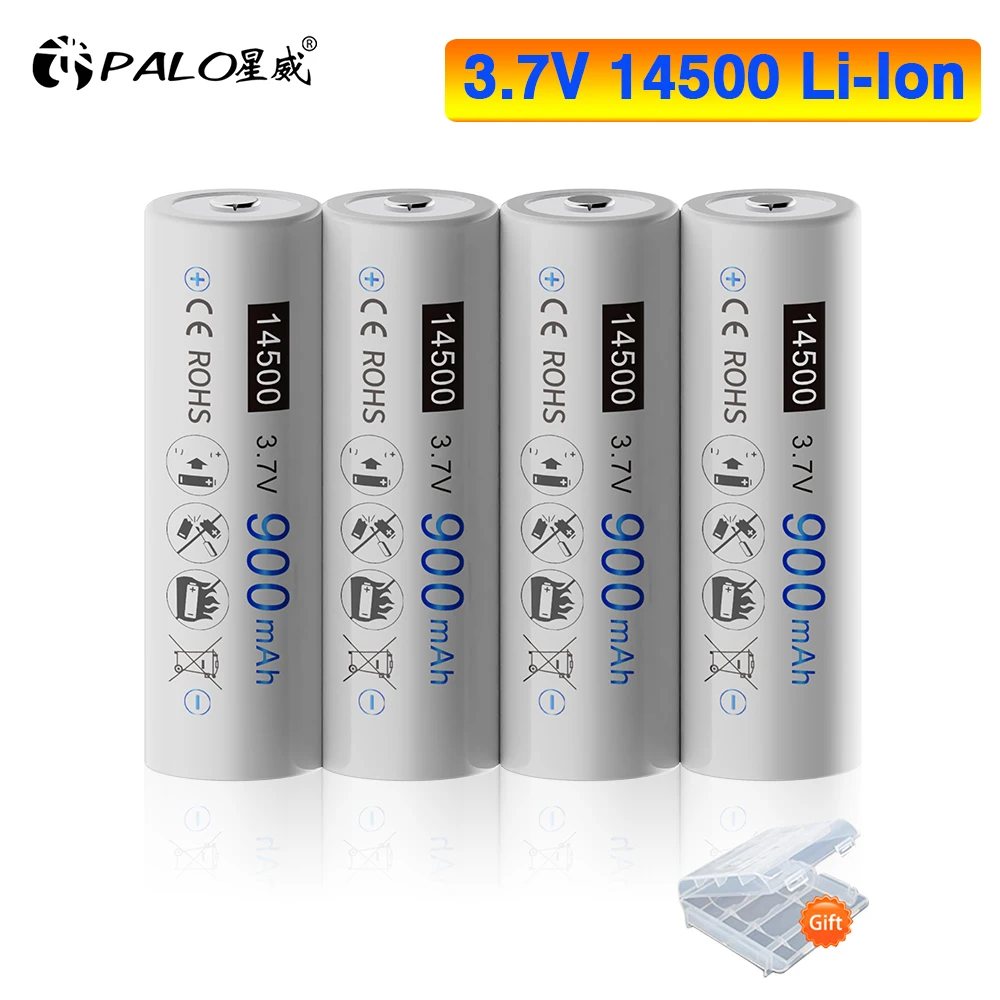 3.7V 14500 900mAh akumulator litowo-jonowy 14500 baterie głowica punktowa AA bateria litowa do latarki Led reflektory latarka mysz