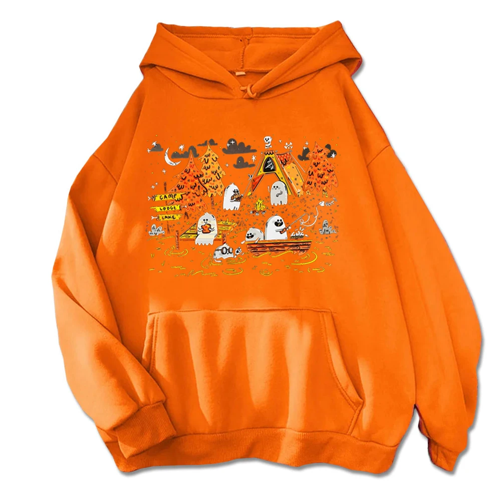 Fun-Filled Halloween Hoodie - with Colorful Ghostly Characters & Outdoor Adventure Theme Unisex Autumn Streetwear Tops Anime