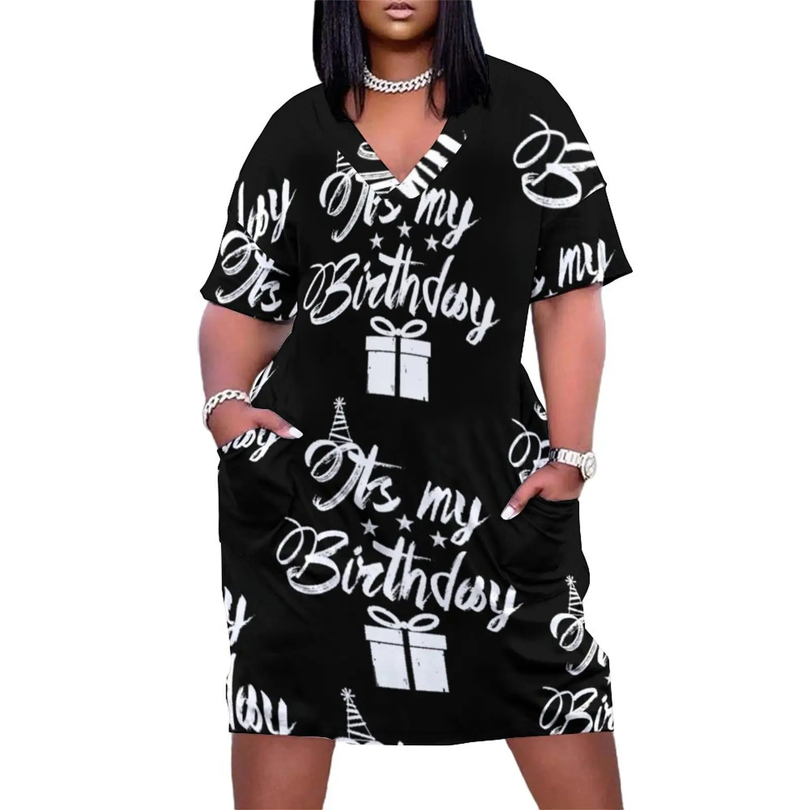 

Its My Birthday Loose Pocket Dress Women"s skirt dresses summer Long dress woman