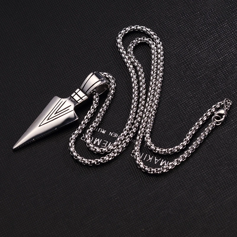 Vintage Long Neck Chains Stainless Steel Punk Hip Hop Jewelry Fashion Cross Feather wolf tooth Dragon pendant Necklace Mens Gift